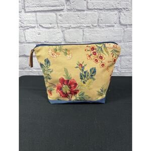 Handmade floral and denim fabric bag. The bag is one of a kind